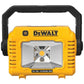 Yellow DeWalt DCL077B LED work light with black handle and reflective face plate