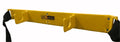 Yellow equipment rack with black straps for emergency evacuation stair chair storage