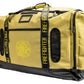 Yellow firefighter gear bag with black straps and helmet compartment for first responders