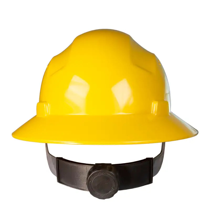 Yellow Full Brim Safety Hard Hat with 4 Point Suspension meets ANSI Z89 standards