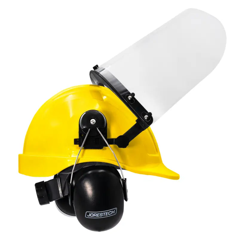 Yellow Cap-Style Hard Hat Kit with Mountable Earmuffs and Hi-Transparency Face Shield