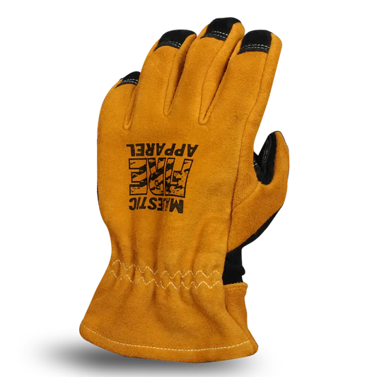 Yellow leather work glove from MFA82 Structural Gloves, durable structural gloves