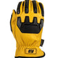 Yellow leather work glove with black padding from Diesel Work Gloves 2.0 Elite featuring goatskin outer layer for superior dexterity