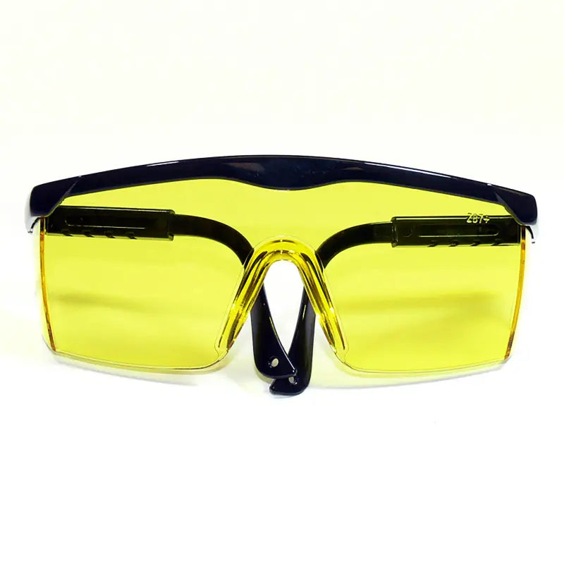 Framed rectangular safety glasses with yellow lenses for high impact protection ANSI Z87+