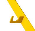 Yellow metal hook for emergency evacuation stair chair wall bracket activation
