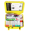 Yellow Waterproof 6000 Series First Aid Kit with rolled gauze and gauze pads included