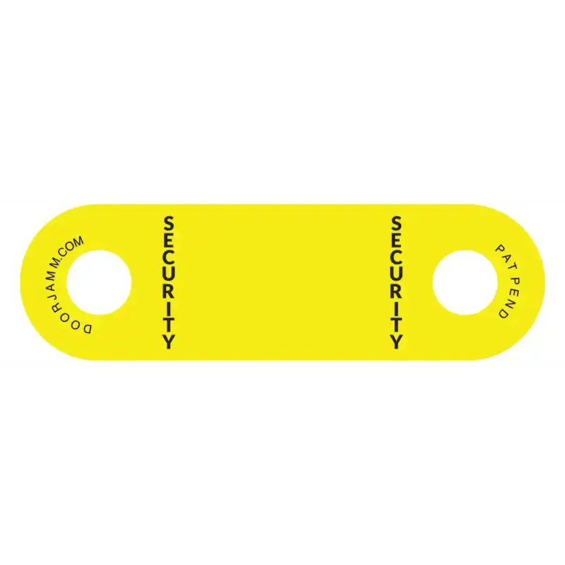 Yellow plastic security seal for SECURITY DoorJamm, ideal for first responders’ needs