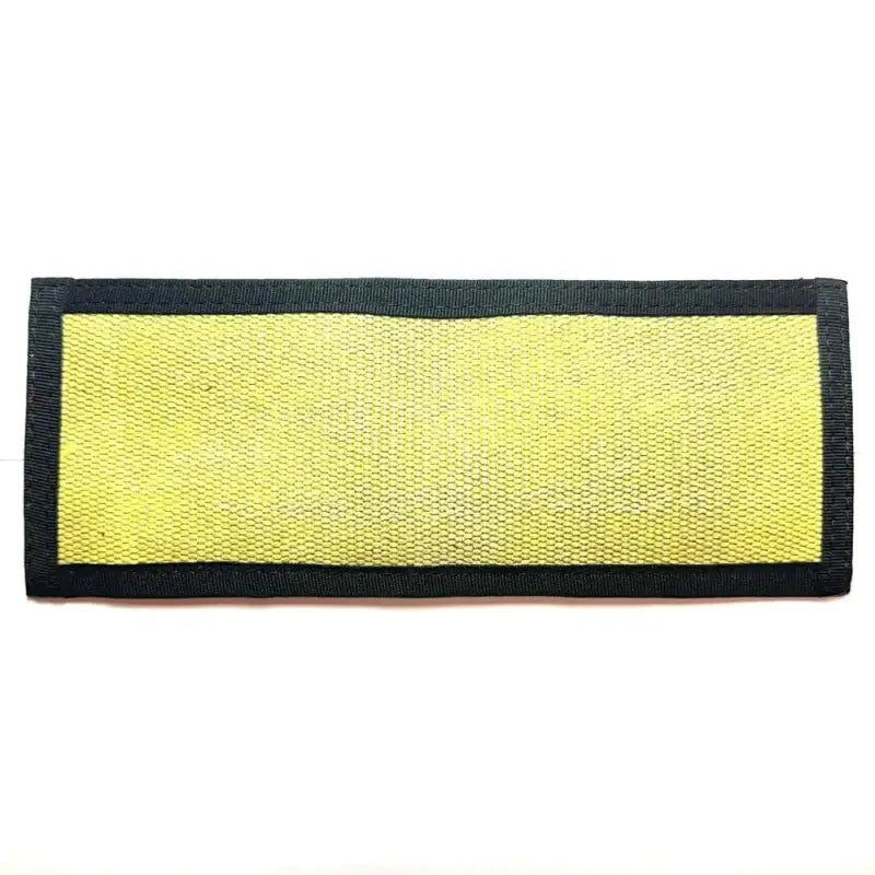 Yellow rectangular patch with black trim on Traditional Bifold Wallet for unfolded bills