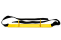 Yellow spreader bar with black straps for emergency evacuation stair chair wall bracket