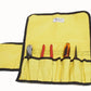 Yellow firefighter turnout tool roll with tools for firefighter turnout and turnout tool storage